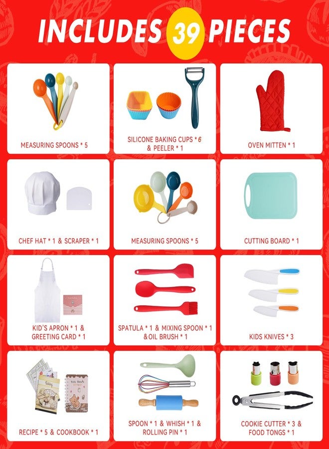 IELEK Kids Cooking Set Real Baking Utensils with Kitchen Tool Guide for Kids with Chef Apron Hat and Kitchen Accessories Kit Gift for Junior Chef - Image 5